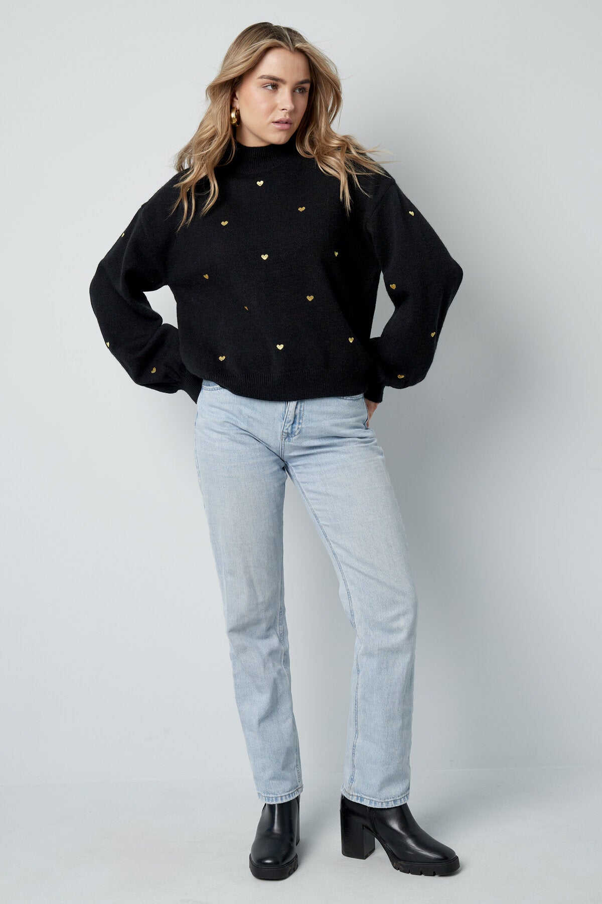 Acryl Strickpullover Casual Herz Muster Herbst/Winter