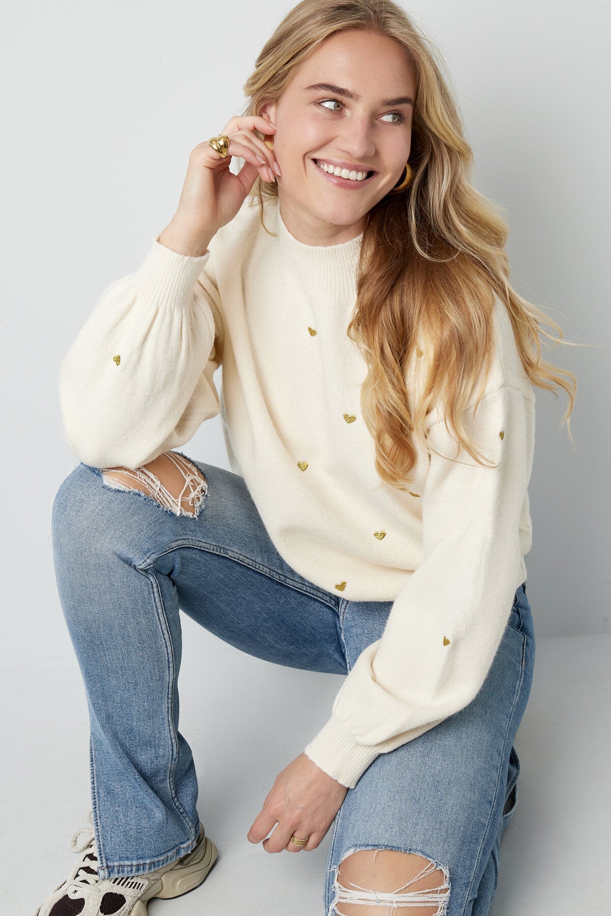 Acryl Strickpullover Casual Herz Muster Herbst/Winter