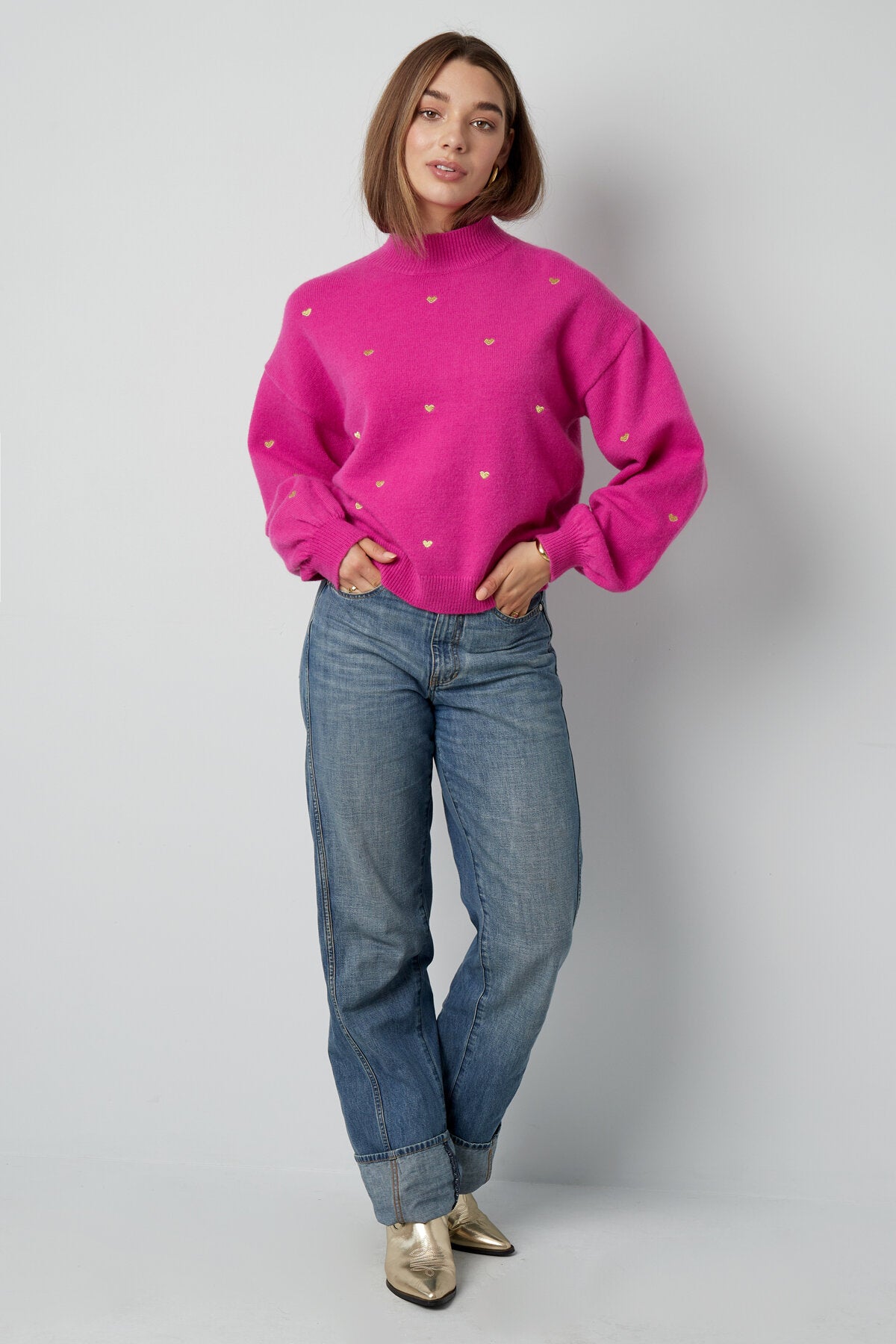 Acryl Strickpullover Casual Herz Muster Herbst/Winter