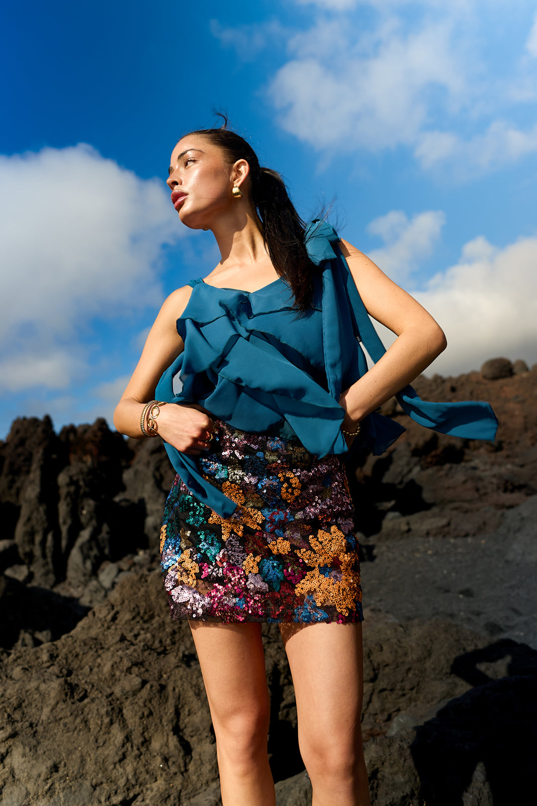 Elegant Floral Mini Skirt Set for Spring/Summer