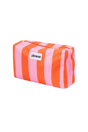Kosmetiktasche groß Streifen - Orange pink