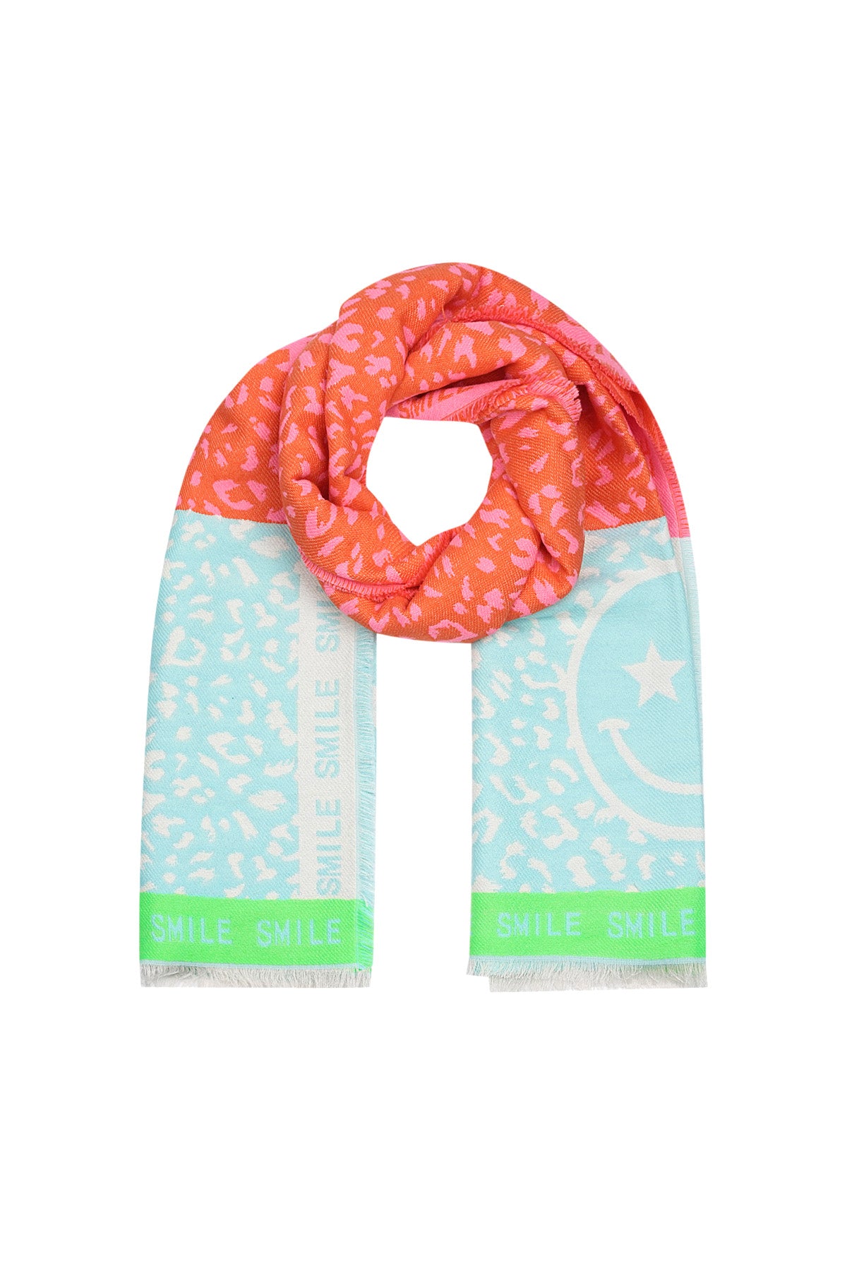 Soft Sponge Winter Scarf in Multicolour, Pink, and Beige