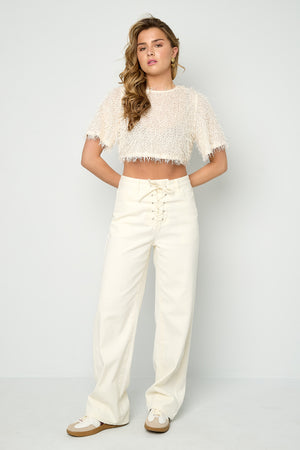 Gimme Off-White Straight Denim Pants - All Fit Comfort
