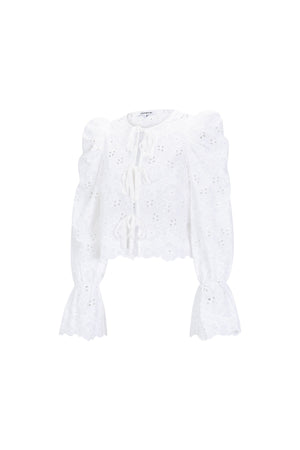 Baumwolle Gewebt Damen Langarm Oberteil Casual Cutout