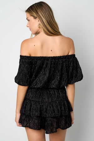 Elegant Apricot & Black Ruffle Edge Bodysuit