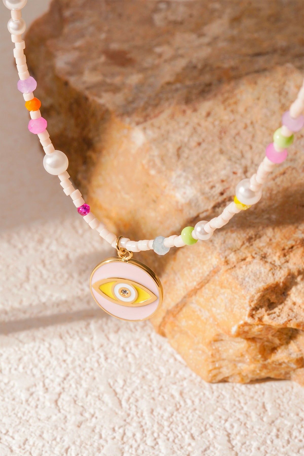 All eyes on you Halskette – Rosa mehrfarbig