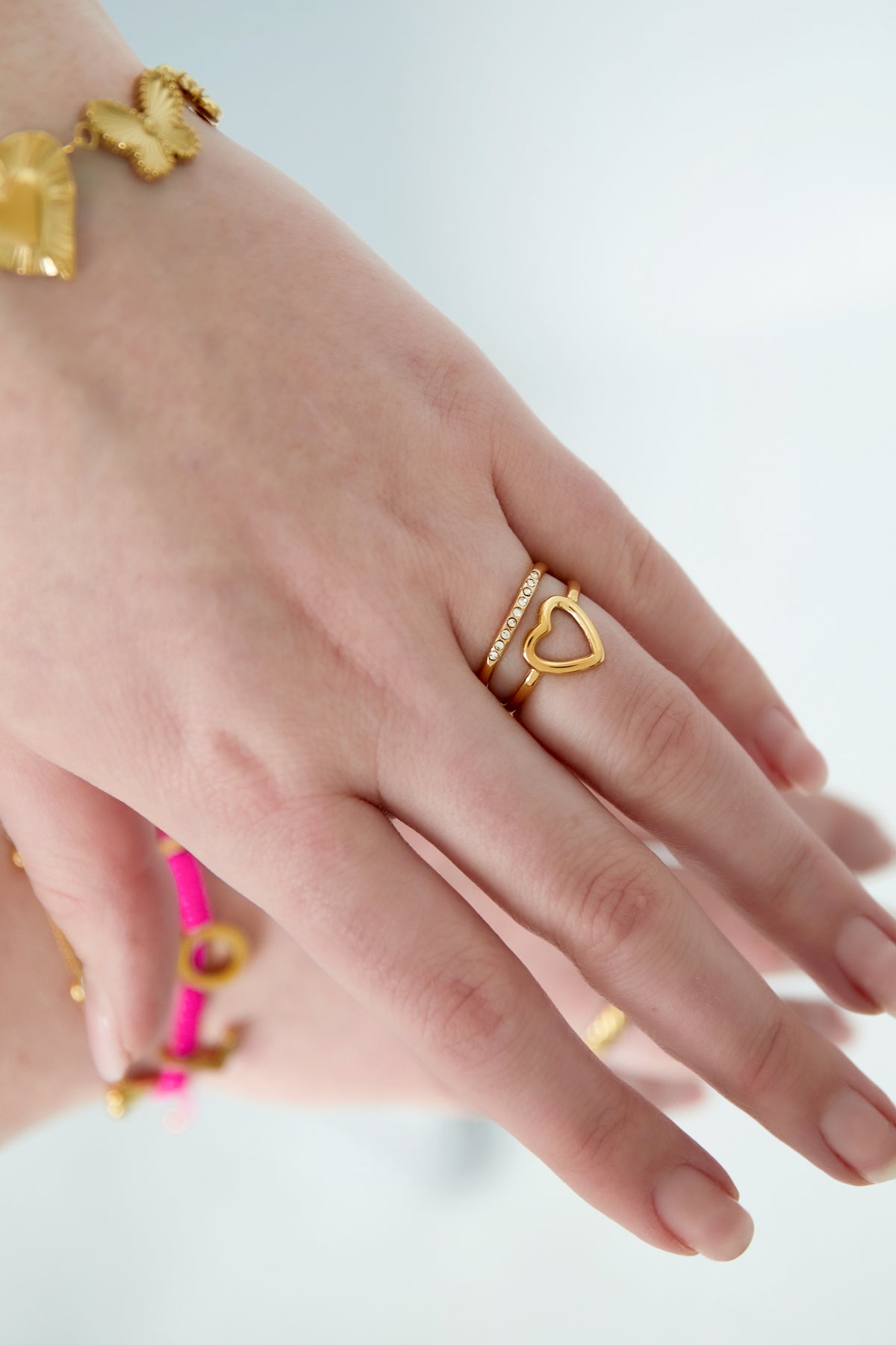 Herz- und Glitzerring - Goldfarben