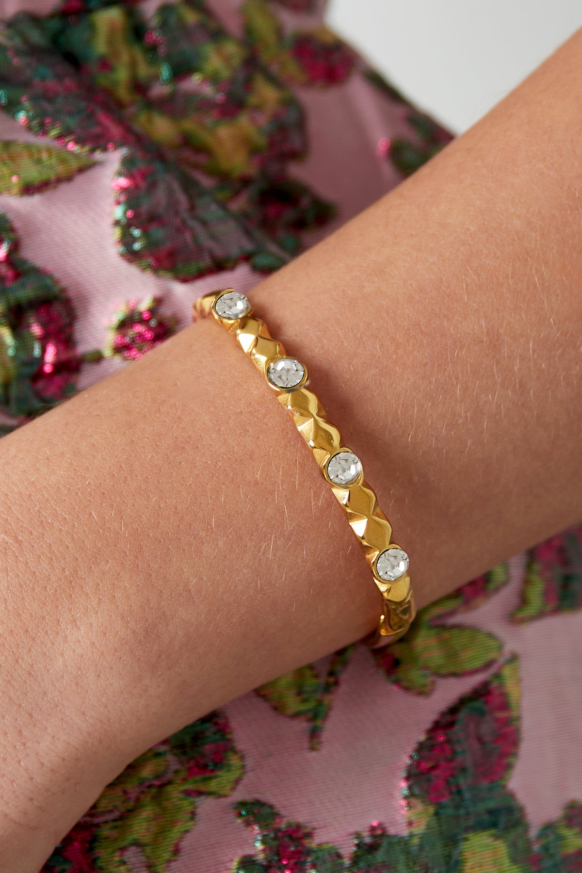 Diamantreliefarmband - Goldfarben