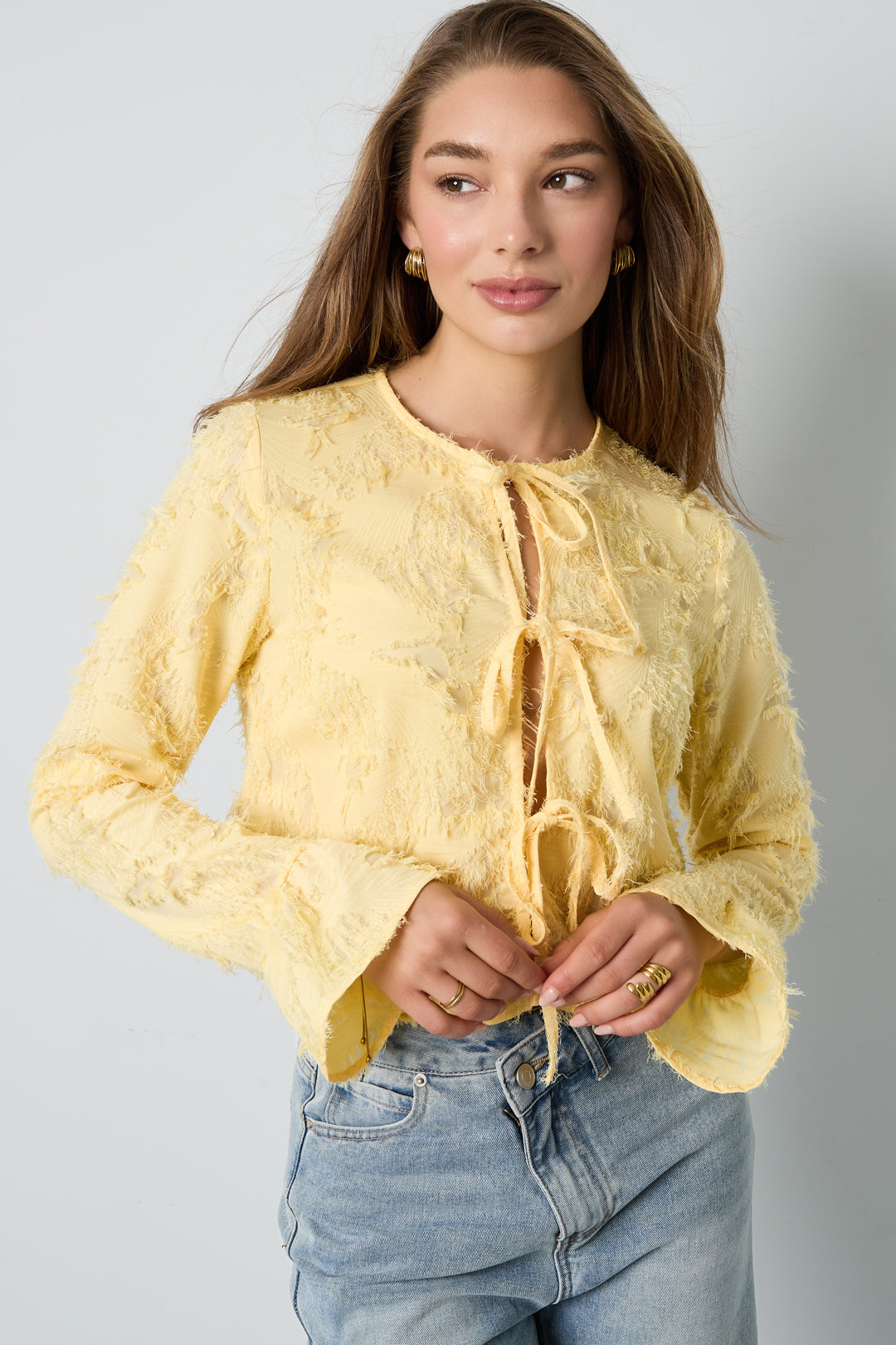 Gewebte Polyesterfasern Damen Langarmshirts Elegantes Einfarbiges Frühling/Sommer