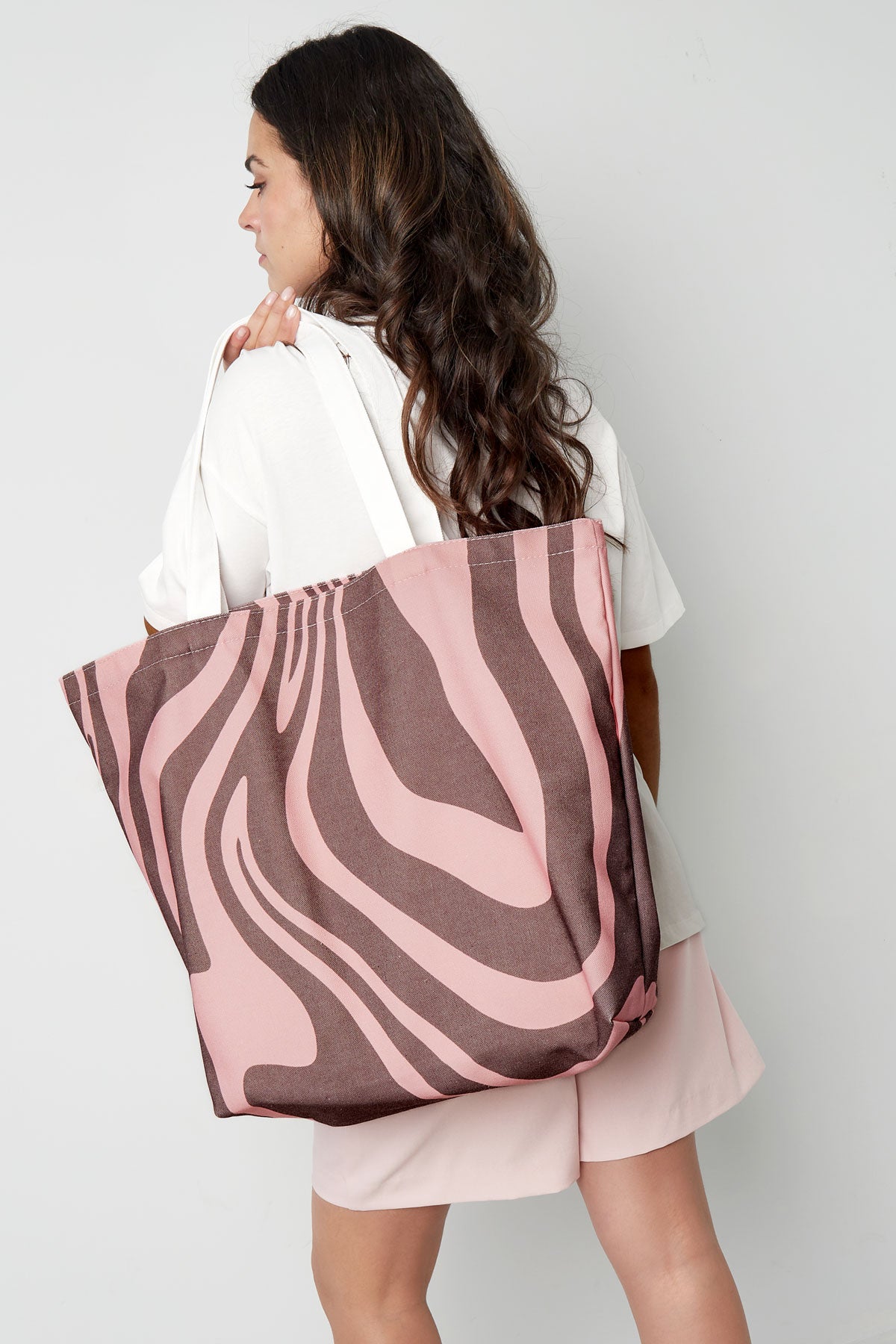 Canvas Shopper Zebraprint - braun rosa
