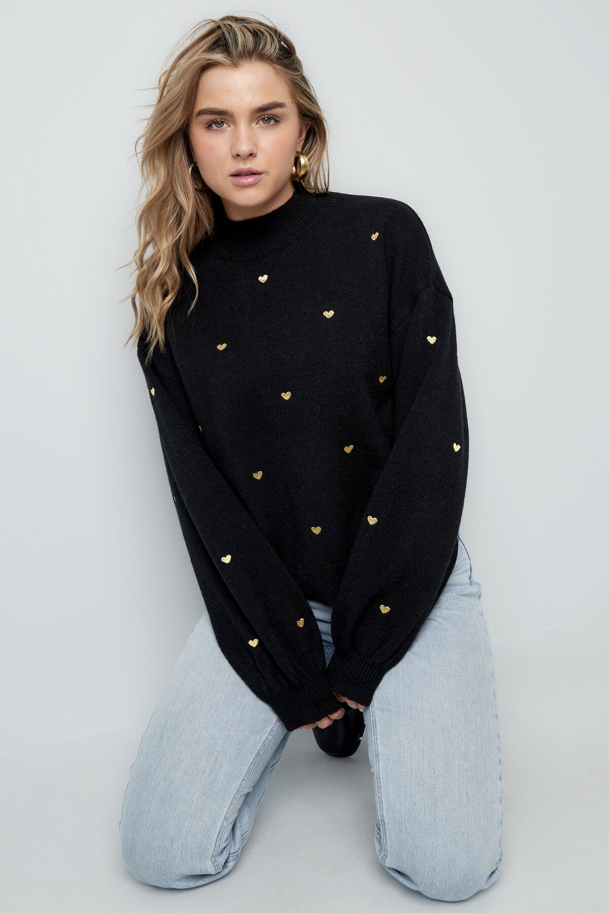 Acryl Strickpullover Casual Herz Muster Herbst/Winter