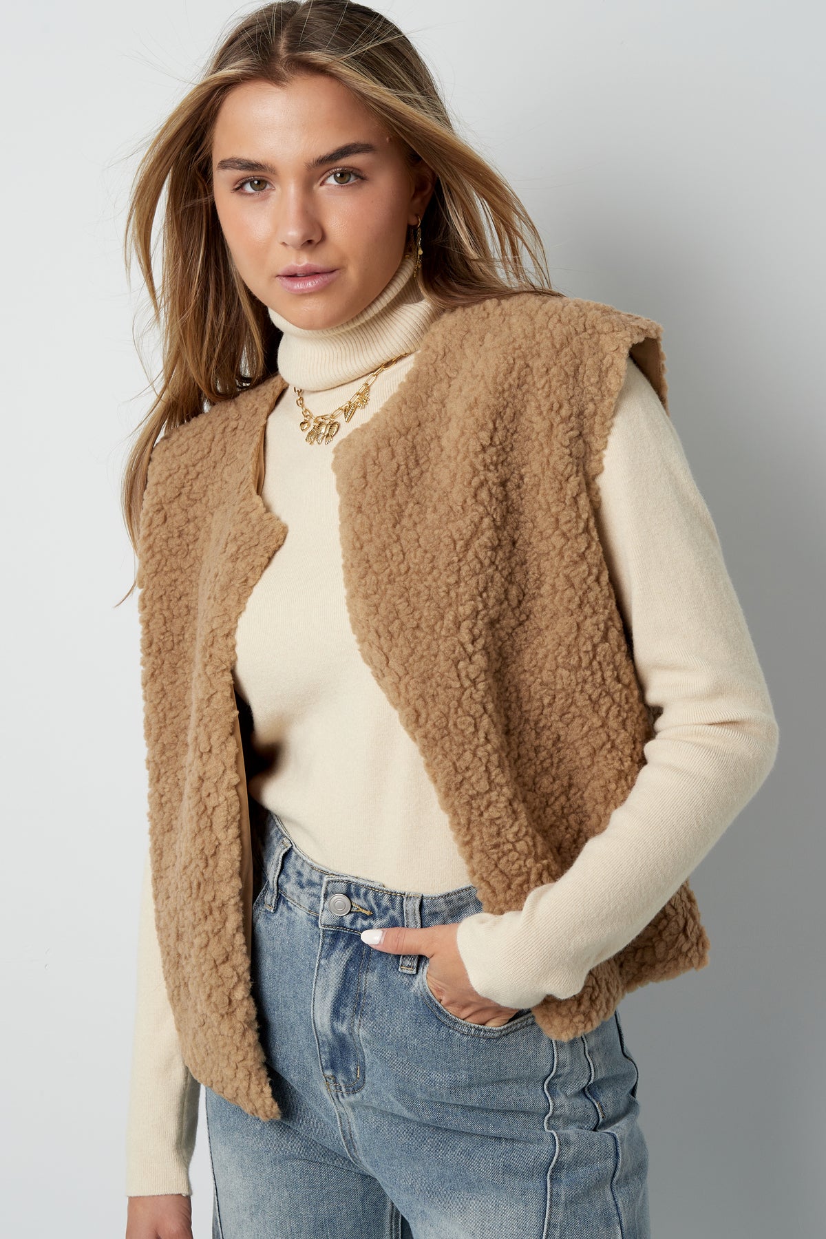 Woven Polyester Fiber Damen Weste Casual Solid Color Fall/Winter