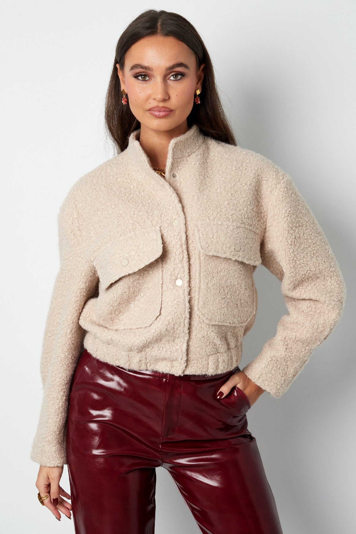 Gewebte Polyesterfaser Damenjacke Casual Einfarbig Herbst/Winter