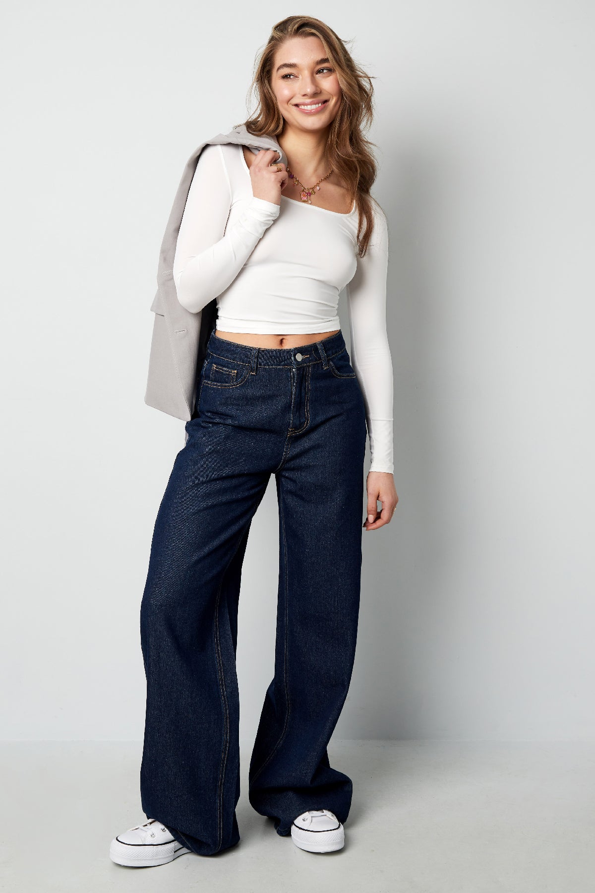 Polyester Damen Langarm-Crop-Top Quadratischer Ausschnitt Bodycon Passform