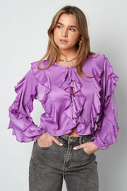 Polyester Damen Langarm-Oberteil Mit Rüschen Vorne Bindung