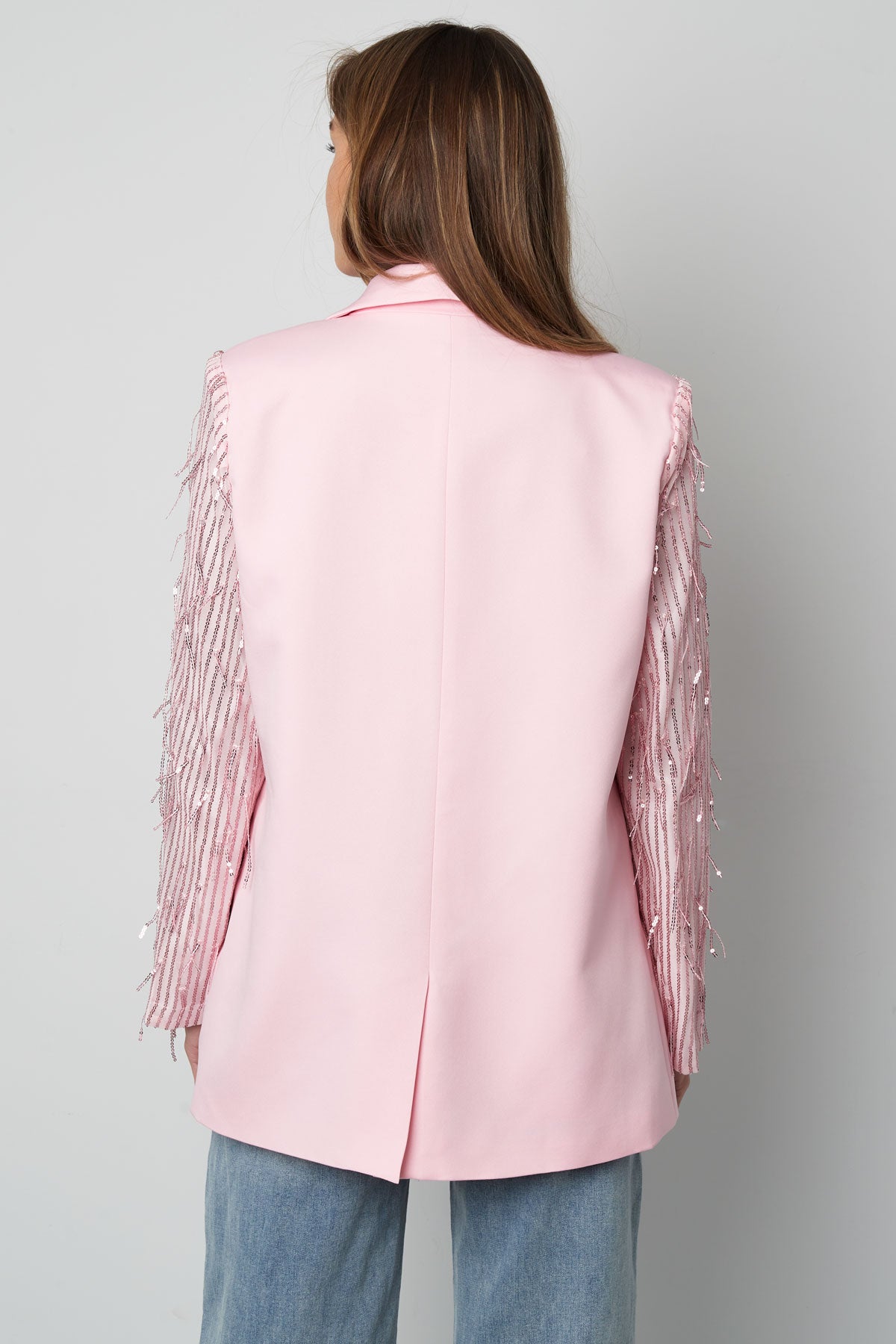 Polyester Damen Blazer Mit Fransenärmel Design