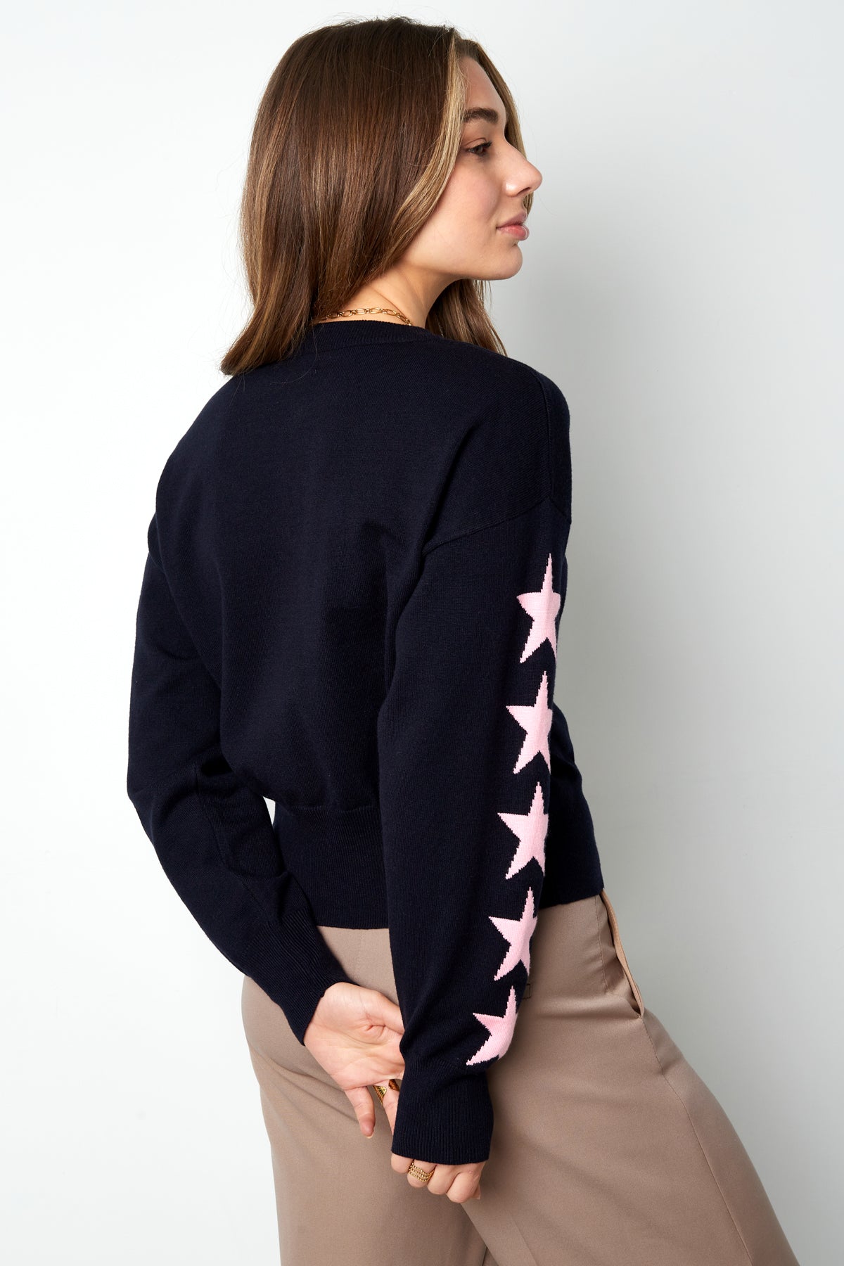 Viskose Strickcardigan Damen Kurzmodell Sternmuster