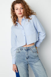 Baumwolle Damen Kurzbluse Klassische Knopfleiste