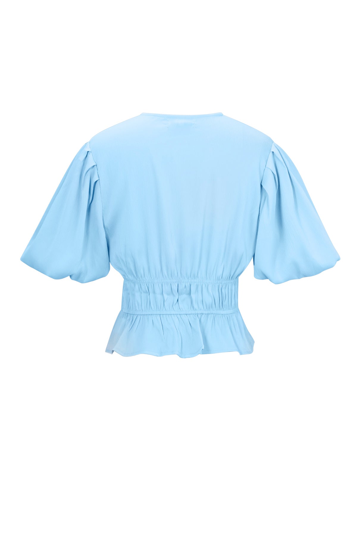 Polyester Damen Kurzarm Oberteil Puffärmel Bund mit Schleife