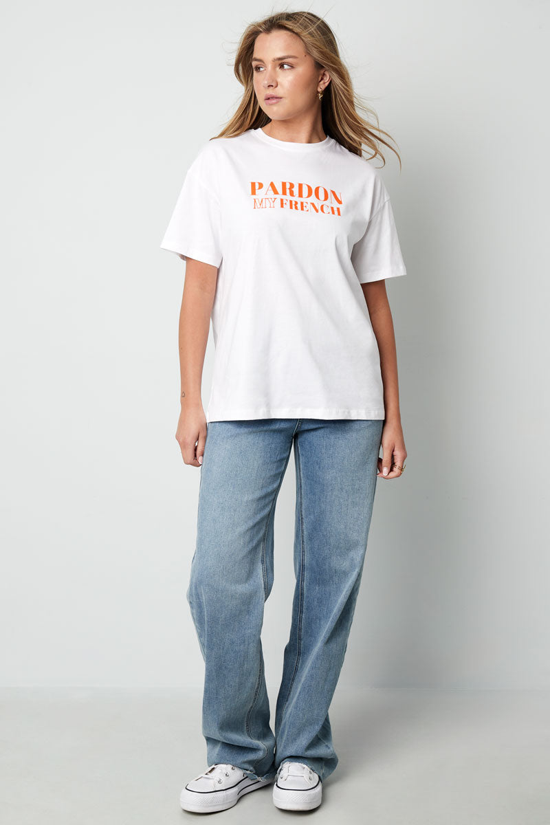 Cotton Damen T-Shirt Casual Letters