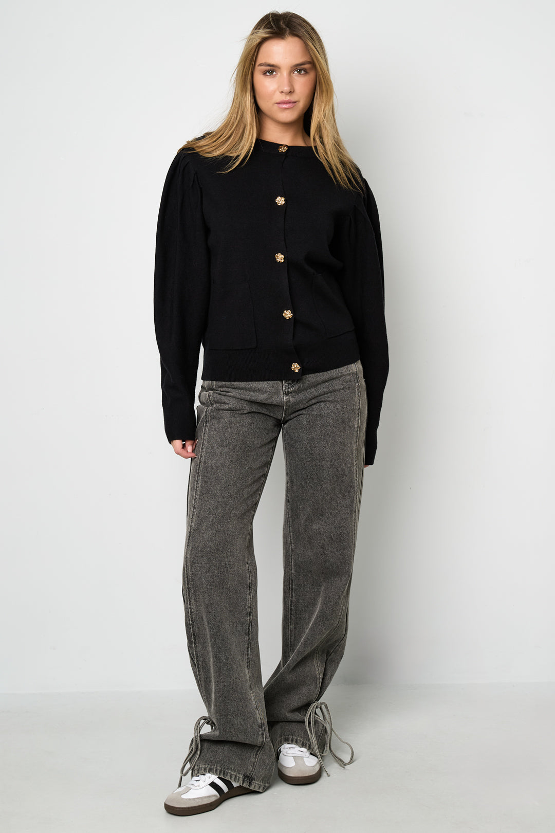 Gestrickte Viskose Damen-Cardigan Herbst/Winter Casual Einfarbig