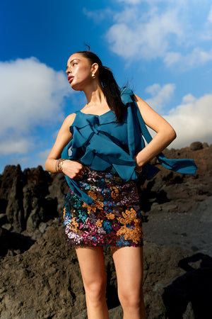 Elegant Floral Mini Skirt Set for Spring/Summer