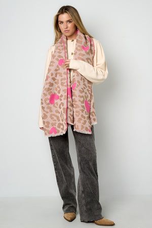 Soft Heart-Print Winter Scarf for Women - Casual & Cozy