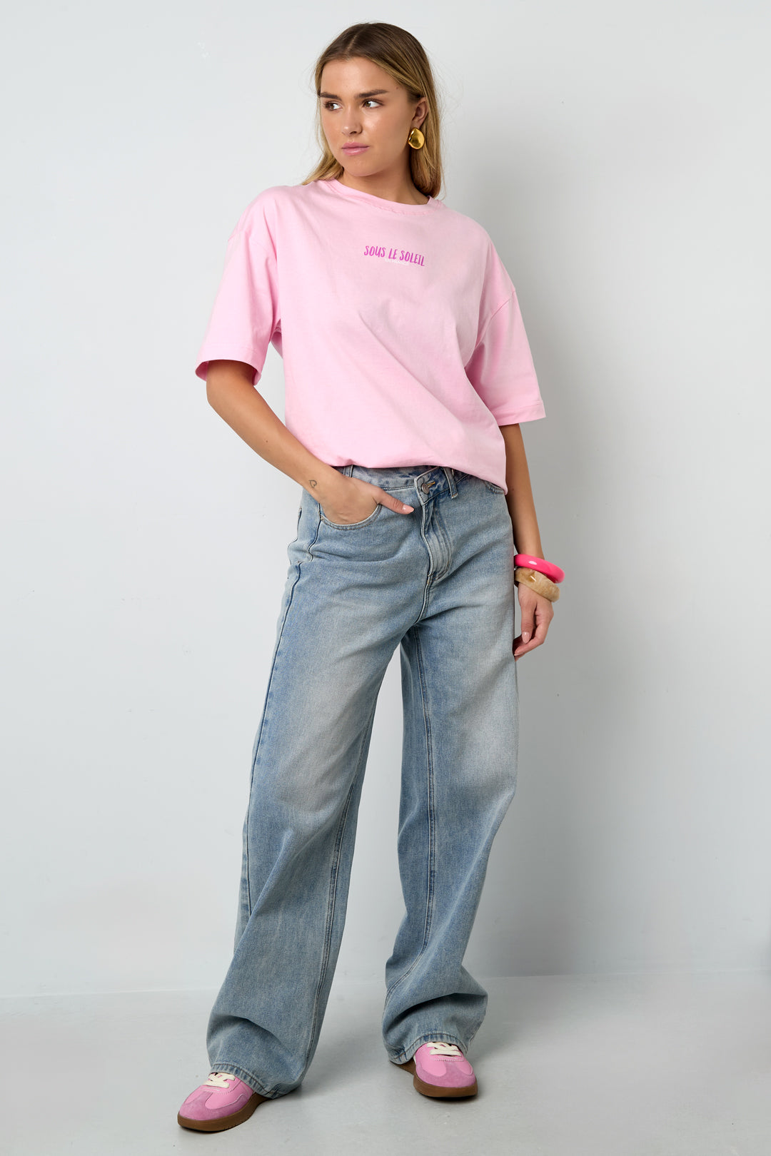 Baumwolle Gestrickte Damen T-Shirt Casual Letters