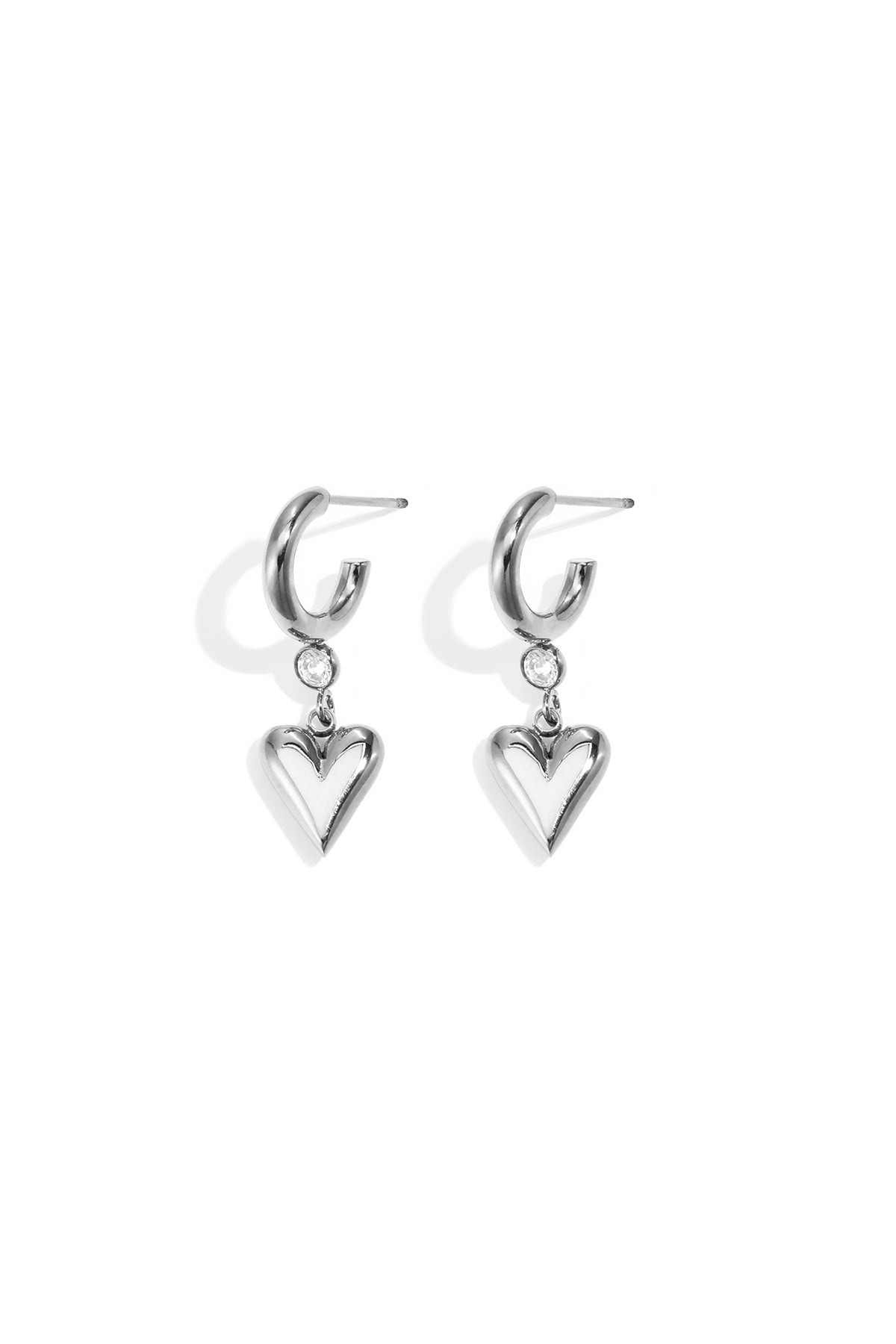 Ohrhänger aus Edelstahl, Herzform, schlichte Alltags-Serie, Damenschmuck
