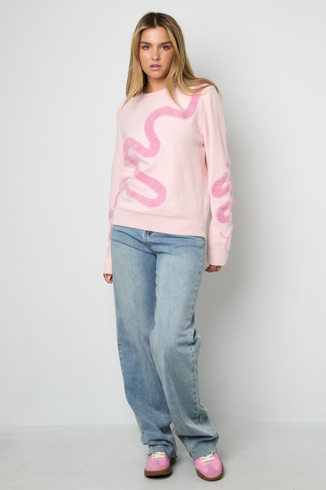 Gestrickte Polyesterfaser Damen Strickpullover Casual Farbkontrast