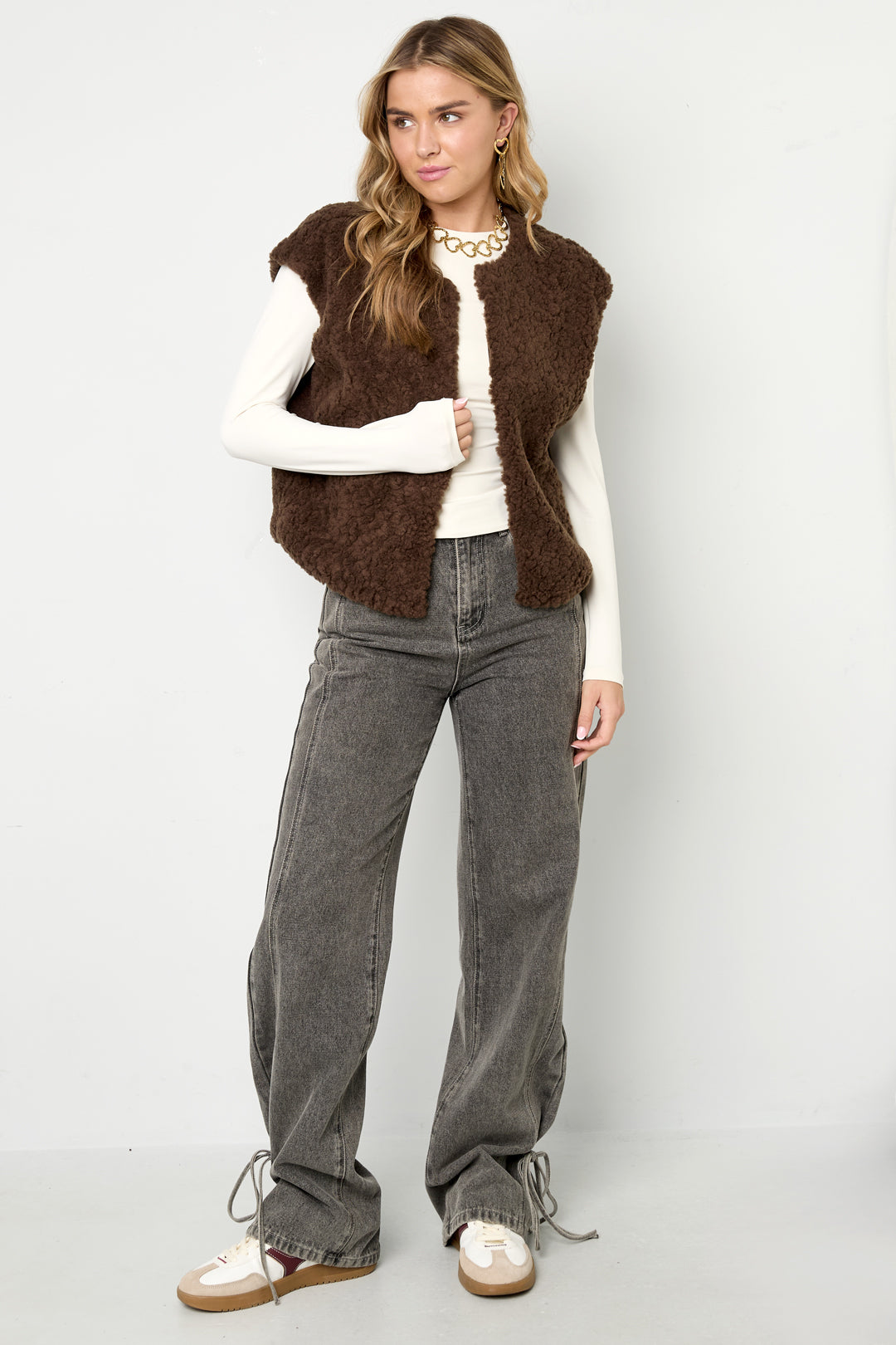 Woven Polyester Fiber Damen Weste Casual Solid Color Fall/Winter