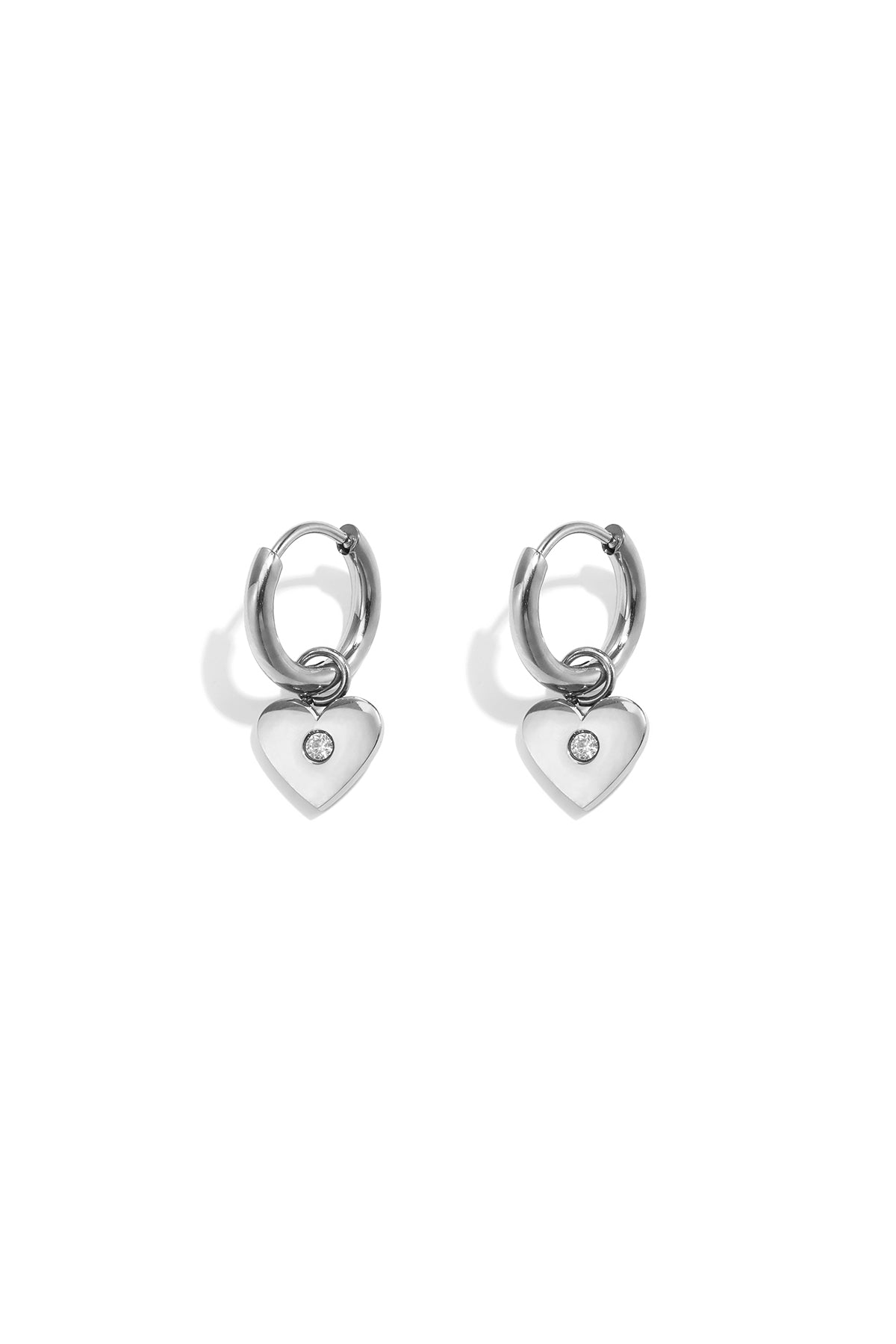 Ohrhänger aus 14-karätig vergoldetem Edelstahl, Herzform, schlichte Alltags-Serie, Damenschmuck