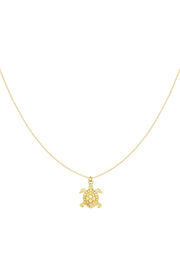 Halskette mit Schildkröten-Gezeitenmotiv – Goldfarben