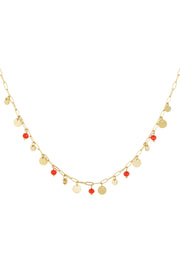 halsketten-mix aus Goldfarbe und rot