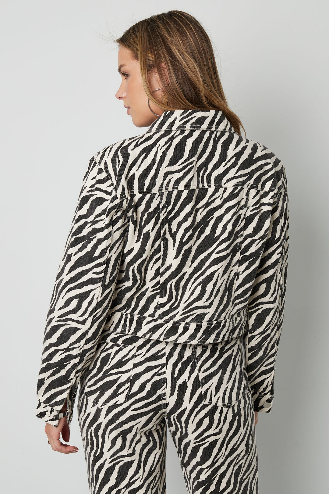 Cotton Denim Damenjacke Street Elegant Specialty Tiermuster