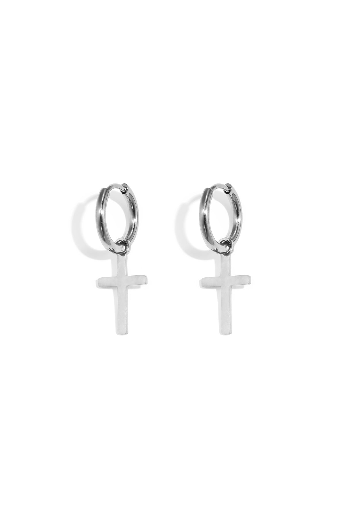 Ohrhänger aus Edelstahl, schlichtes Kreuz, schlichte Alltags-Serie, Damenschmuck