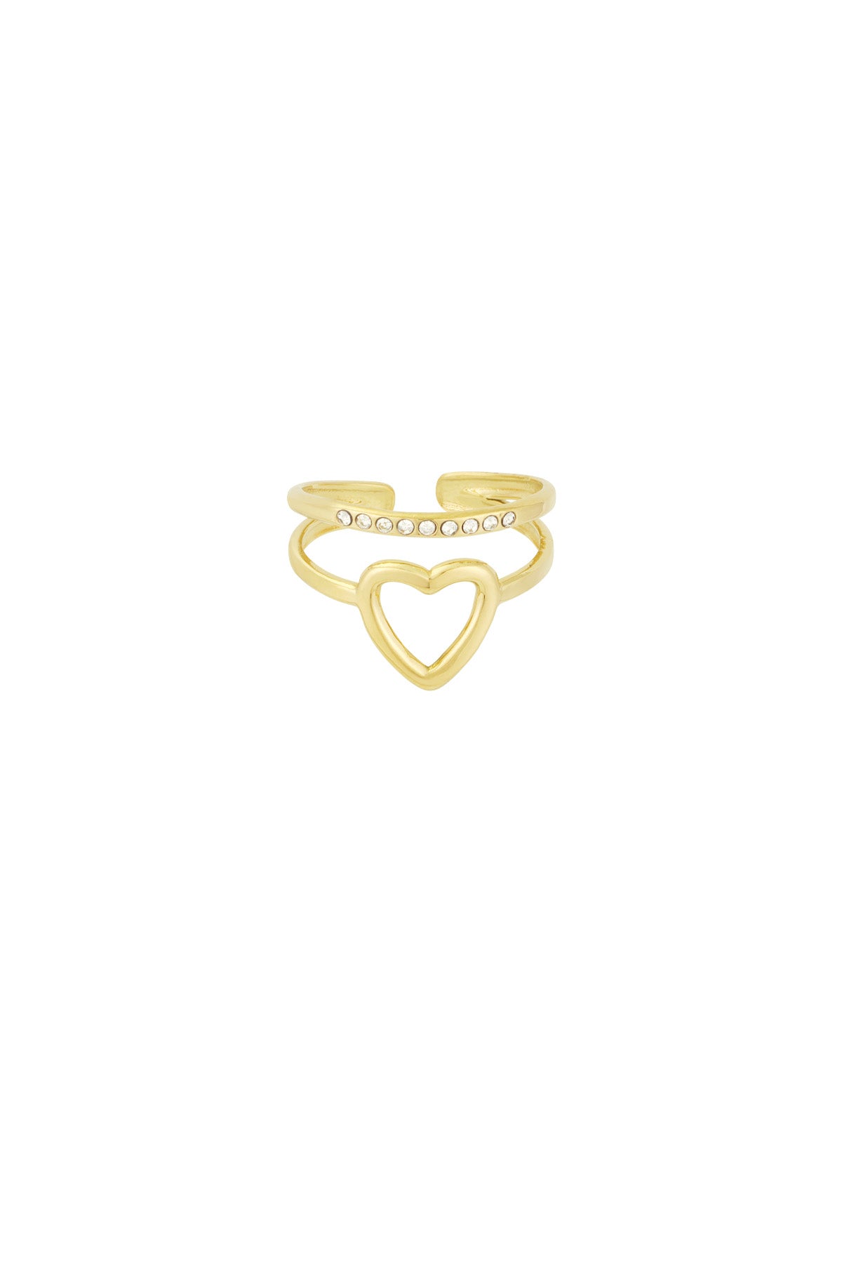Herz- und Glitzerring - Goldfarben