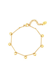 Armband mit Herzanhängern Goldfarbe Edelstahl