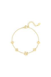 Armband 5 Kleeblätter Goldfarbe Edelstahl