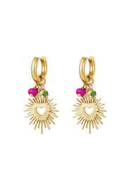 Ohrringe mit Herz und Perlen Goldfarbe Edelstahl