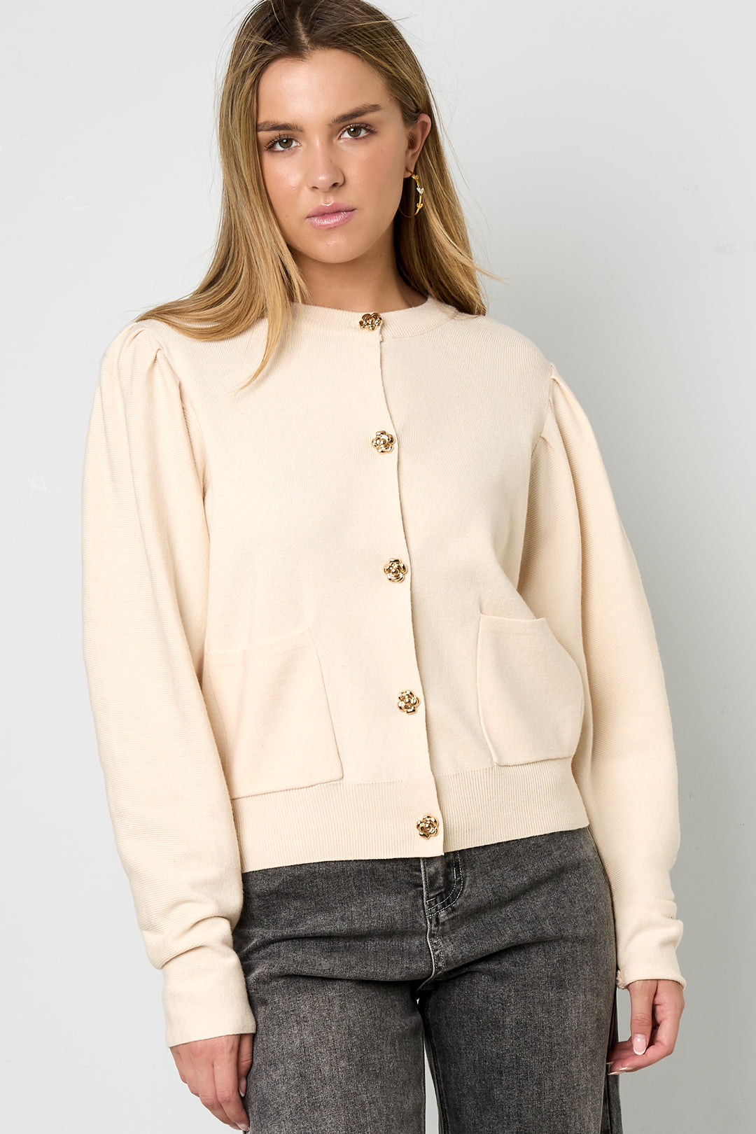 Gestrickte Viskose Damen-Cardigan Herbst/Winter Casual Einfarbig