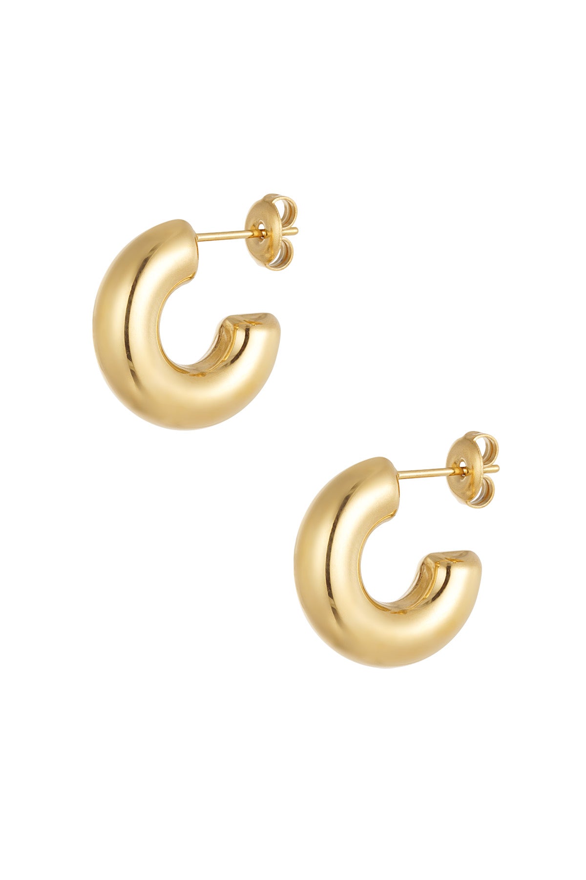 Ästhetische Basic-Ohrringe mit kleinem Halbmond – Goldfarbe - Goldfarbefarbe