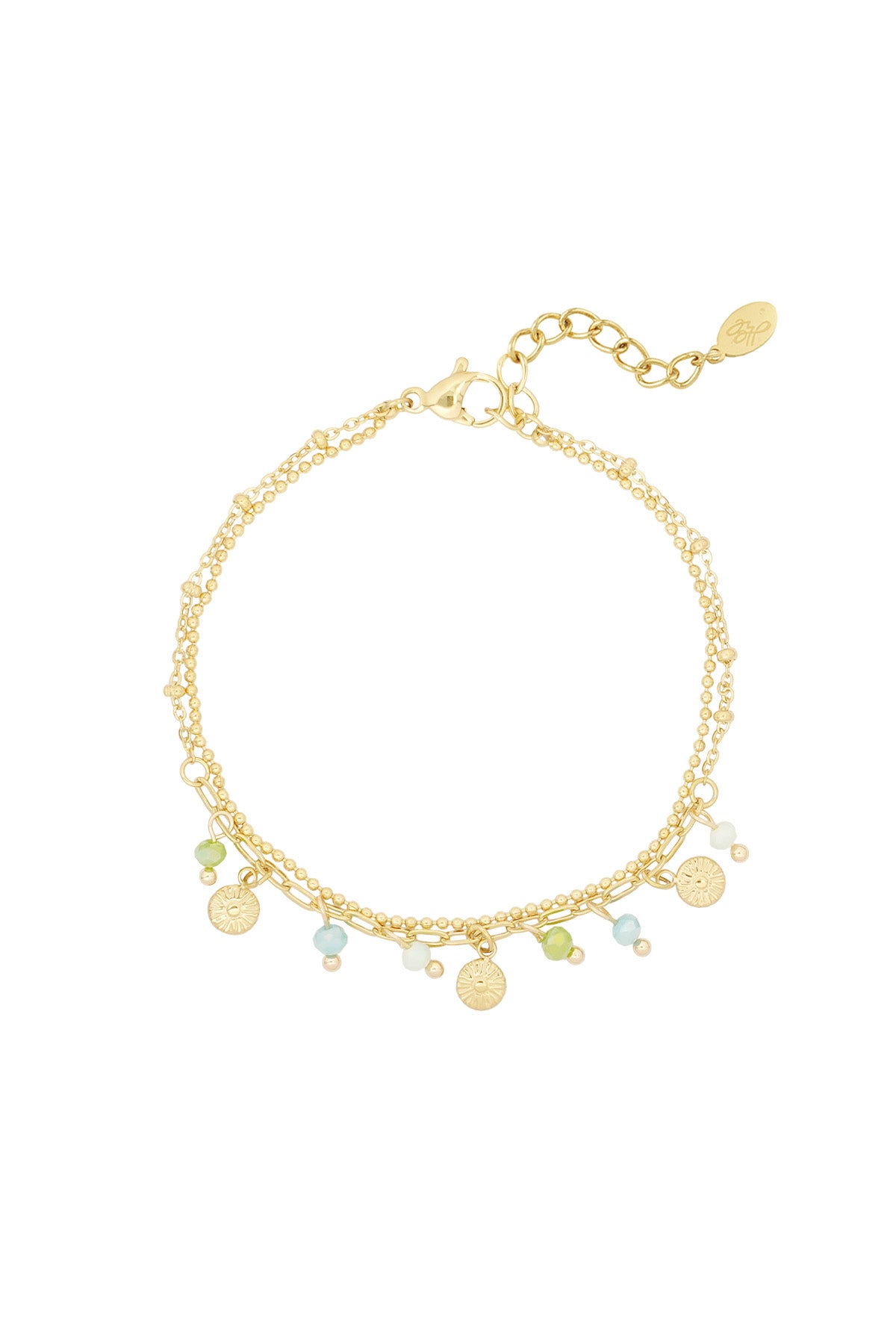 Armband mit Münzen und Perlen - rosa/Goldfarbe 