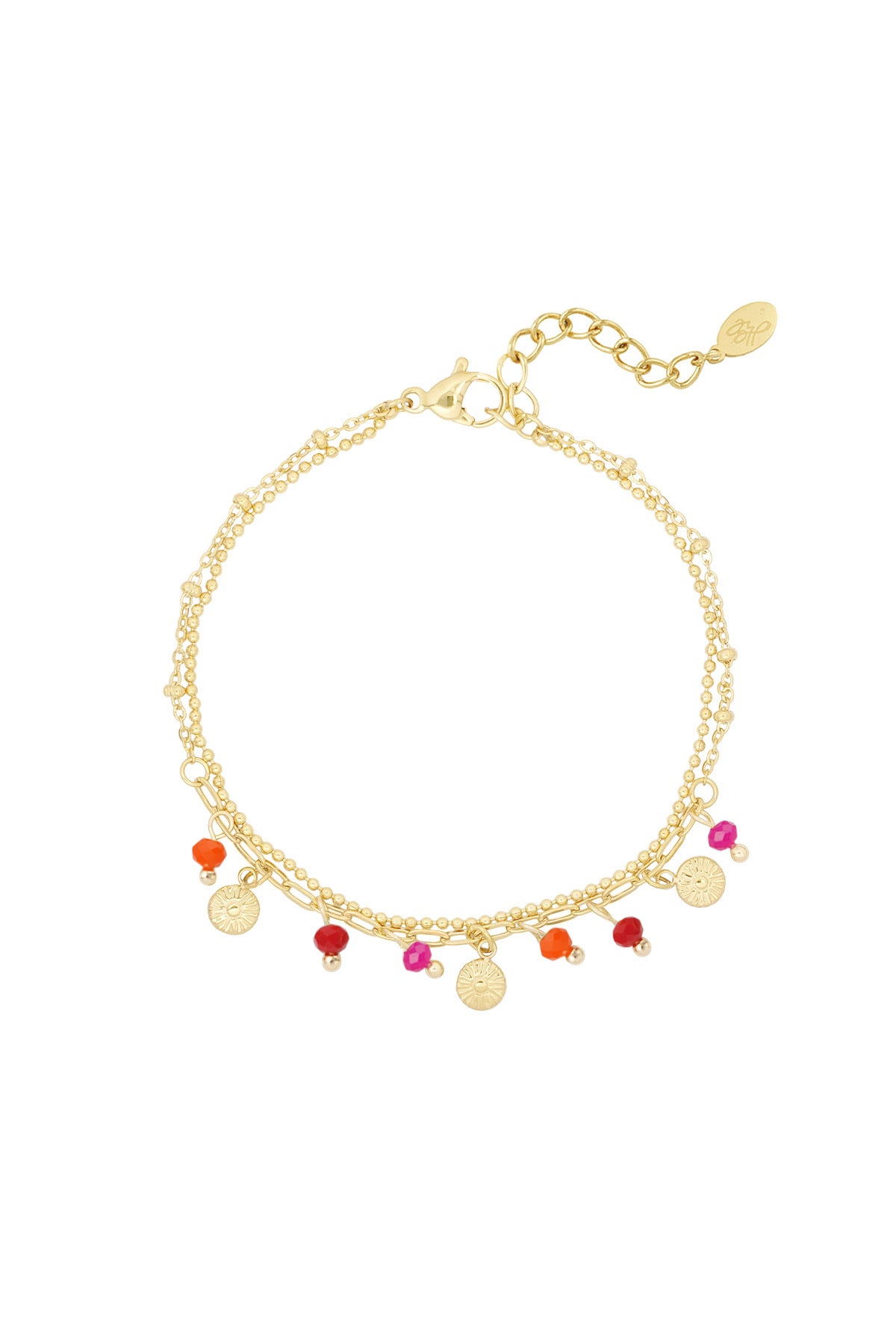 Armband mit Münzen und Perlen - rosa/Goldfarbe 