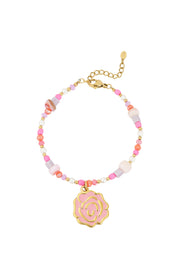 Perlenrosenarmband - Rosa- und 