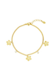 Schimmerndes Blumenarmband - Goldfarben