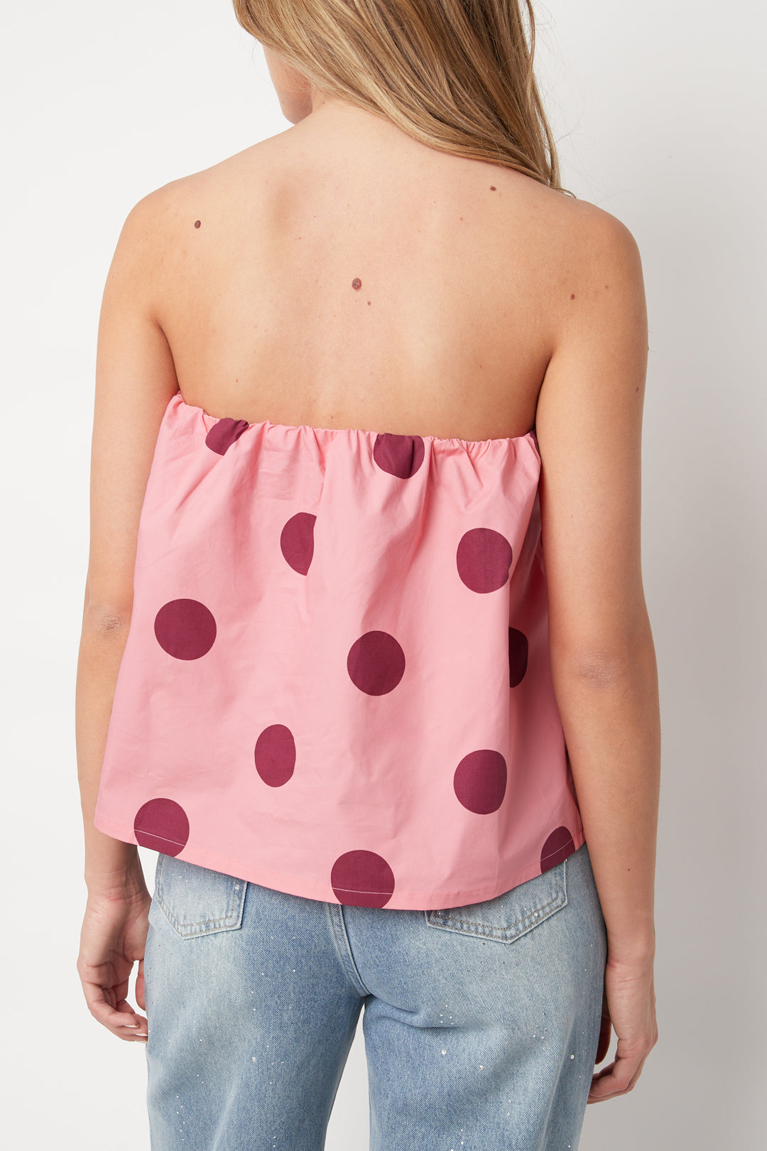 Trägerloses Polka-Dot-Top