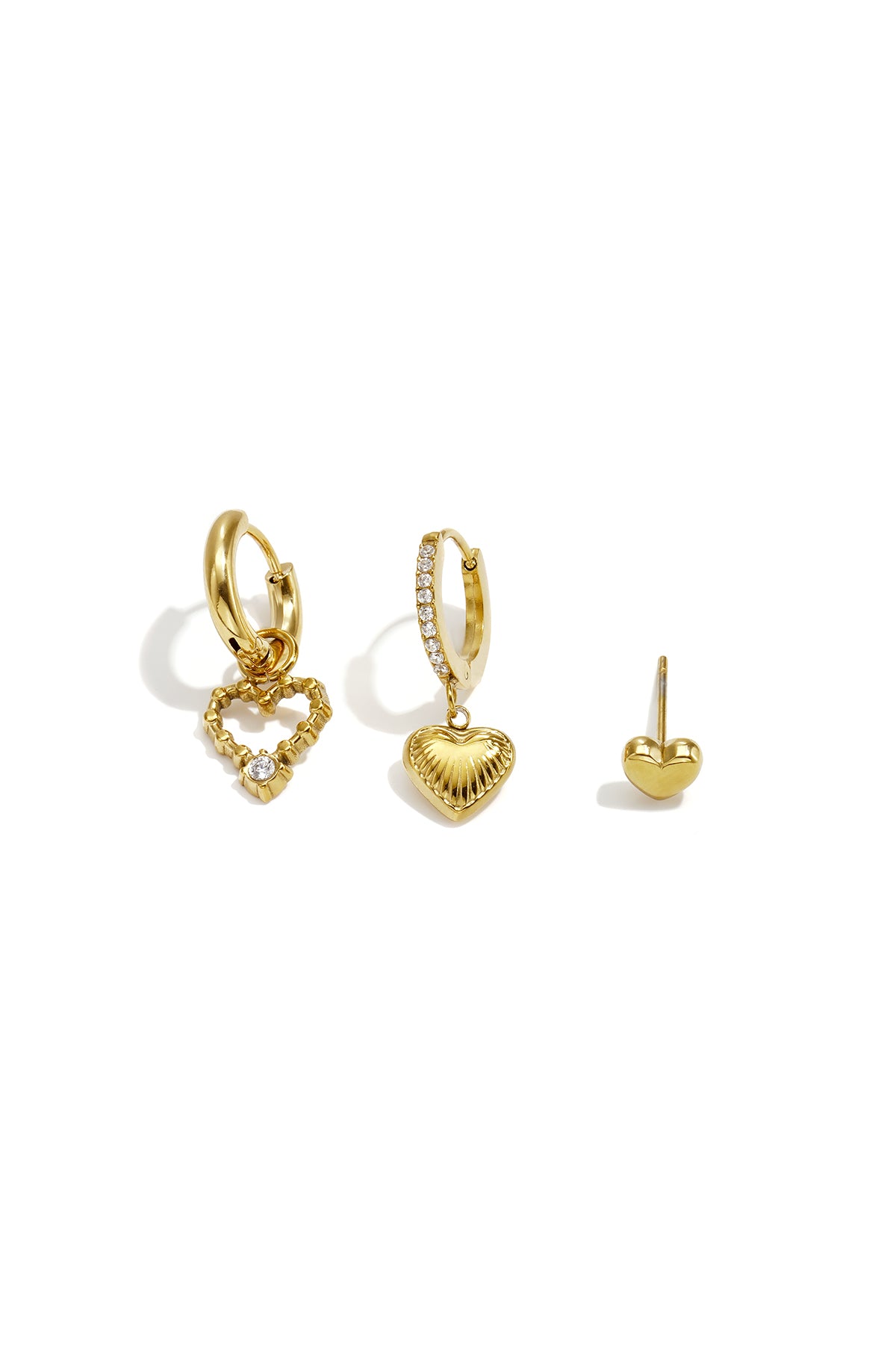 Edelstahl-Ohrring-Sets, Herz, Schlicht, Alltagsschmuck, Serie, Damenschmuck