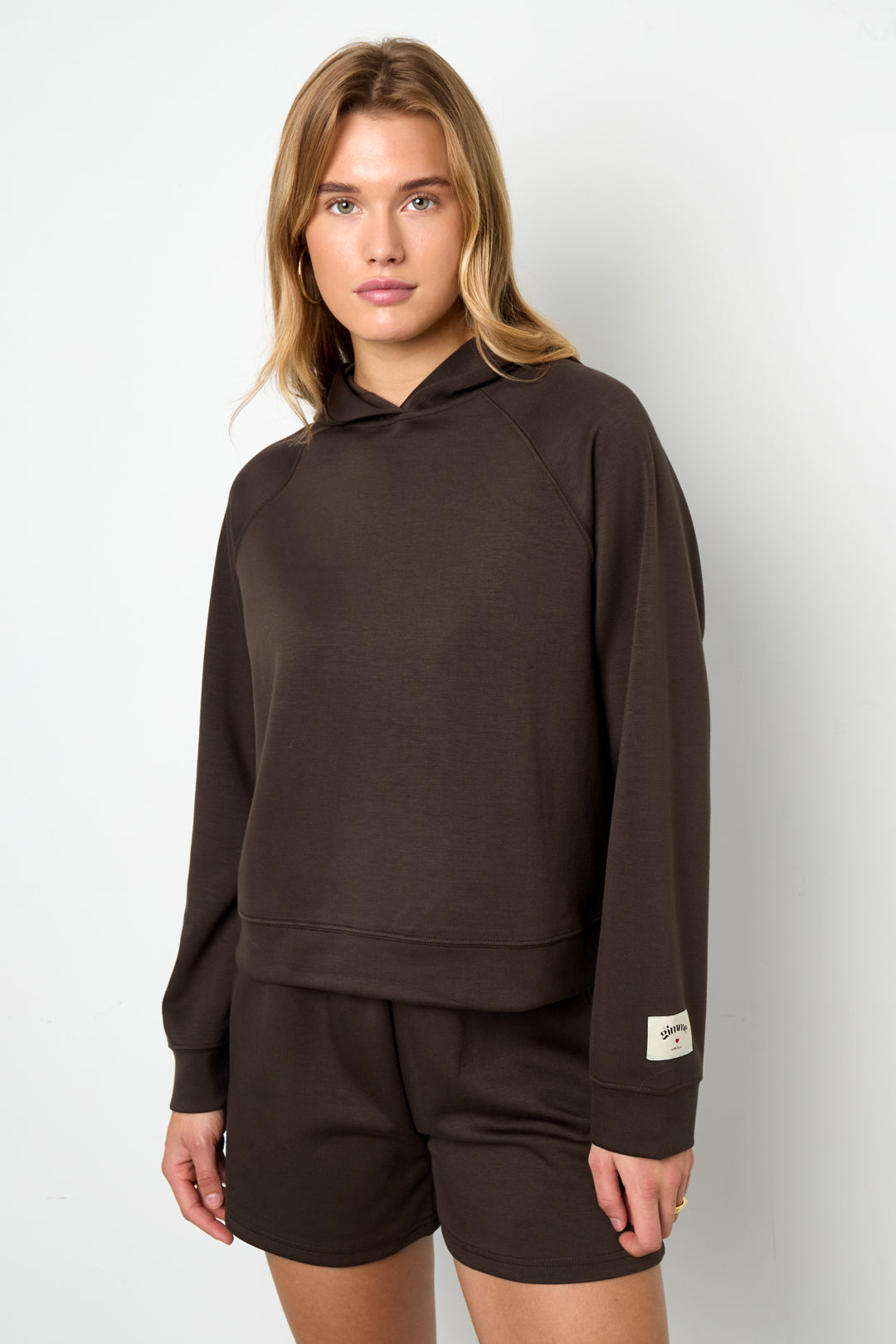 Gestrickte Polyesterfaser Damen Hoodie Sportlich Einfarbig