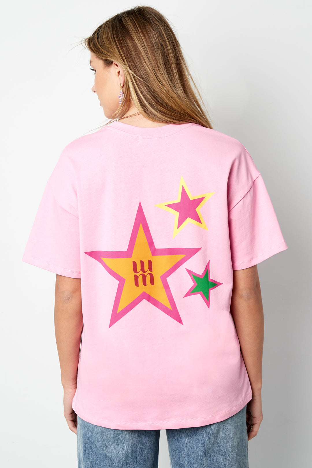 Baumwolle Damen T-Shirt Casual Stern Stickerei